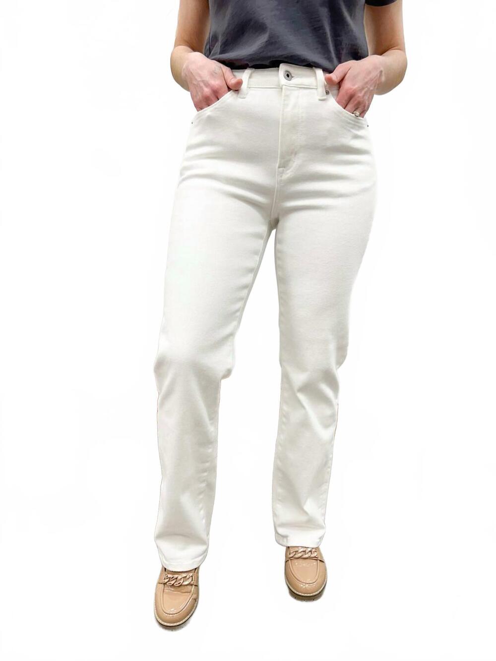 NEW MICA DENIM high rise straight leg jeans in off white